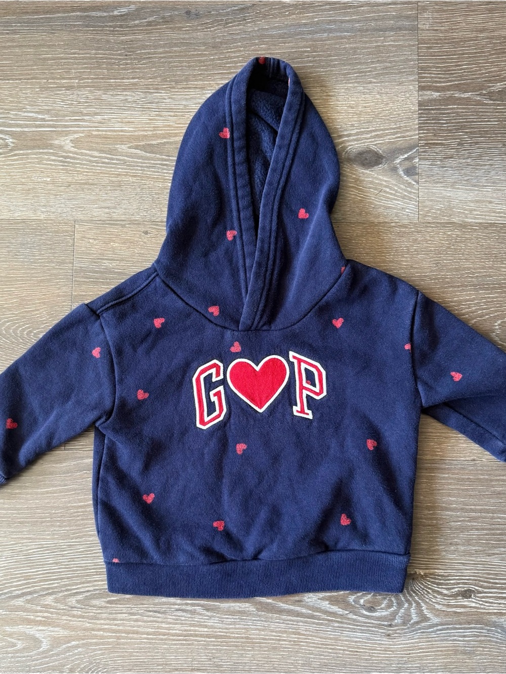 GAP Navy Hoodie with Red Heart Logo and Heart Accents